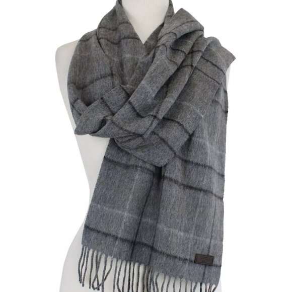 NWOT Coach Cashmere Scarf 84085 Unisex Cashmere Tattersall Plaid Scarf - Picture 1 of 7